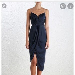 Zimmerman plunge dress navy